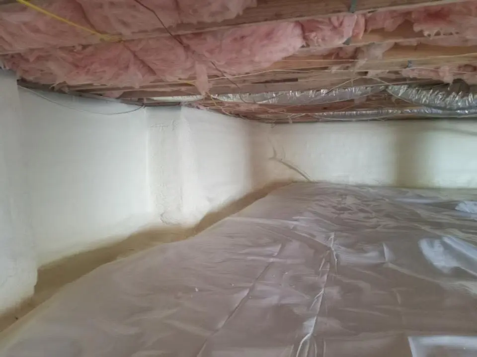 Crawl space encapsulation with closed-cell spray foam for Commercial Roof Restoration in Wheaton